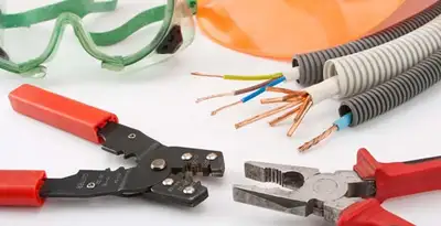 Electrical wiring repair with professional tools and safety equipment in Whitewater, CA