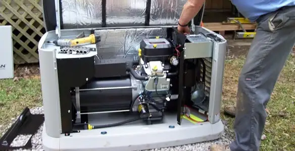 generator installation service showing technician connecting and configuring generator components in Palm Springs, CA