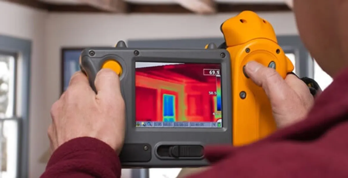 home energy audit service capturing thermal readings to analyze insulation and electrical efficiency in Palm Springs, CA
