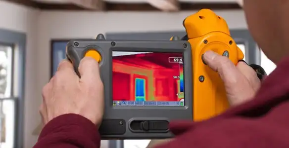 home energy audit service capturing thermal readings to analyze insulation and electrical efficiency in Palm Springs, CA